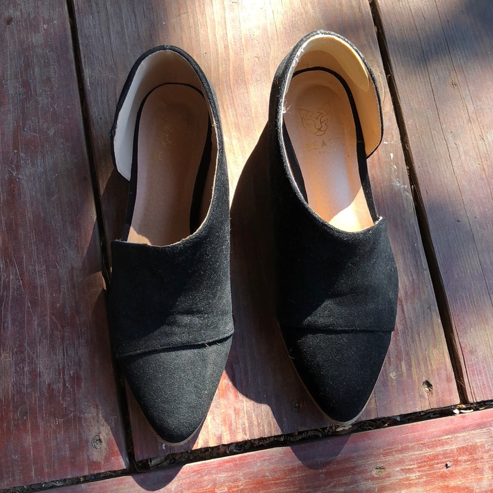 Black Suede Cut-Out Slip On’s